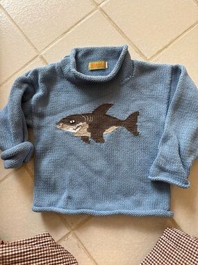 Light Blue Shark Knit Sweater by Claver
